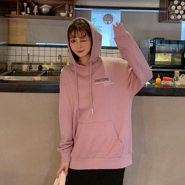 

women's hoodies & sweatshirts autumn women hooded sweatshirt harajuku sweet pullover fleece long sleeve pocket hoodie, Black