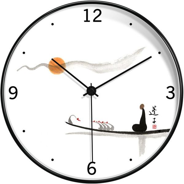 

wall clocks chinese style living room clock metal round atmosphere watch minimalist zegary scienne home decor ef50wc