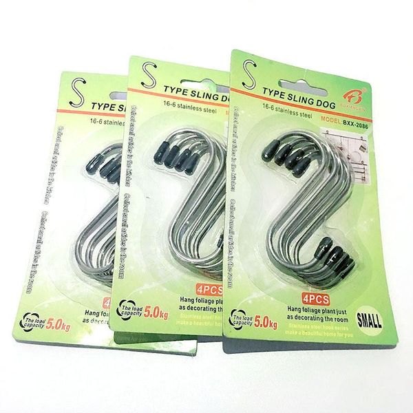 

4pcs s hook key hanger clothing store organizer closet hanging long display hooks no-hurt kitchen bathroom & rails