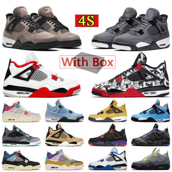 

2022 authntic jumpman 4s mens 4 women basketball shoes taupe haze union analyzes black cat green glow desert moss wild things fire red winte