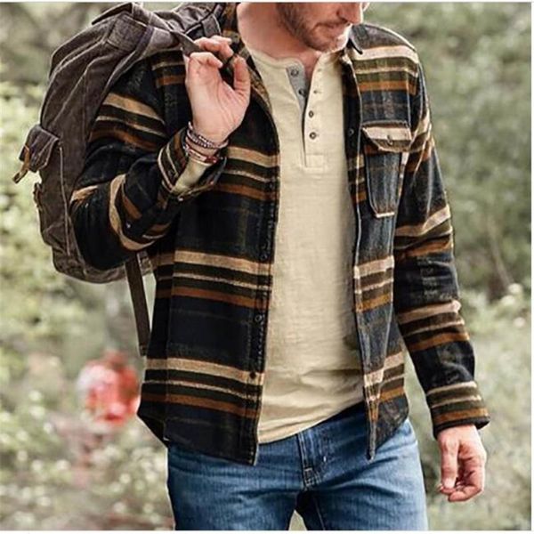 

men's jackets spring autumn men lapel striped digital printing single-breasted pocket long sleeve jacket vintage casual slim thin outer, Black;brown