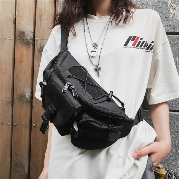 

men tactical functional hip hop streetwear bag harness chest rig oxford pockets women waist fanny pack