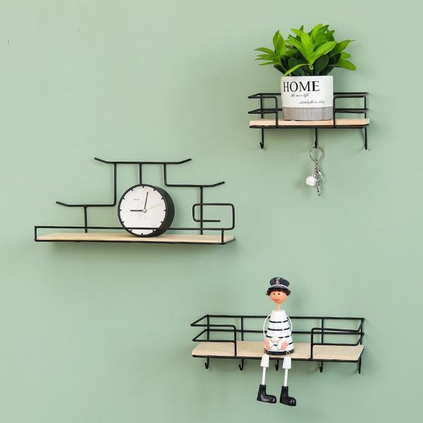 

homelily creative living room bedroom wall decoration storage shelf simple multi-purpose iron wood hanging decorative shelves other home dec