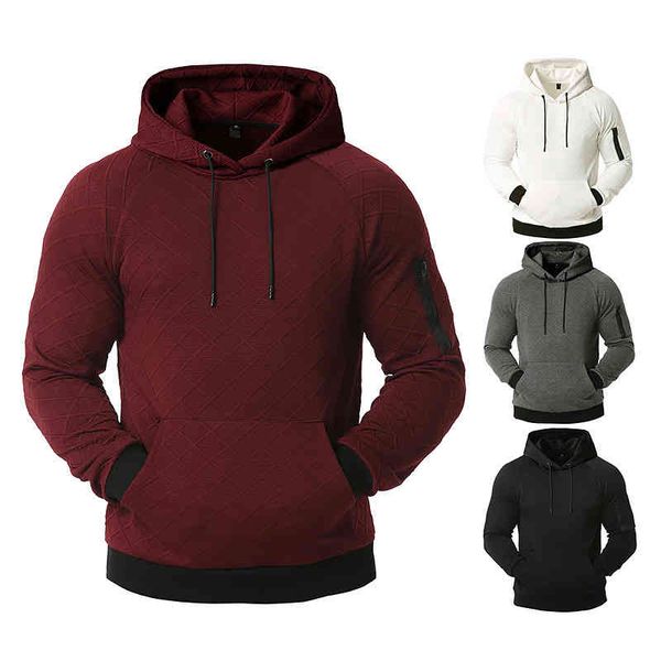 

2020 autumn men's silk wool sports leisure hooded plush sweater coat, Black