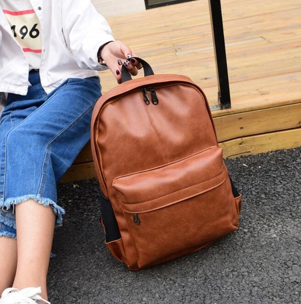 

men's and women's backpacks, solid color student school bags, large capacity, casual backpacks bags