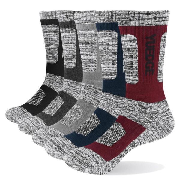 

brand men's breathable cushion crew snowboarding climbing trekking hiking socks winter sports 5 pairs 38-45 eu, Black