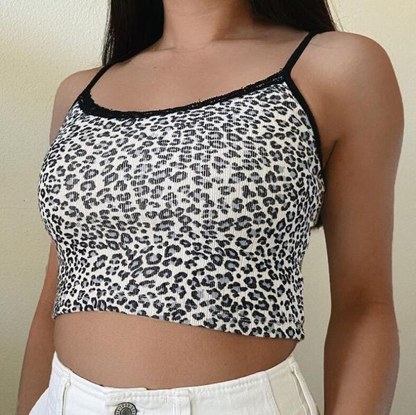 

women's tanks & camis slim leopard print short navel women, White