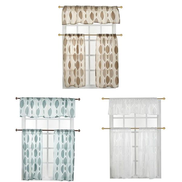 

curtain & drapes for living room bedroom two-color circle cut flower foam window screen three-piece home decorative textile