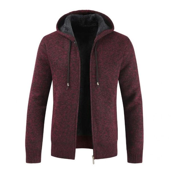 

men's sweaters knitted jacket trendy hooded plush lining sweater coat casual, White;black