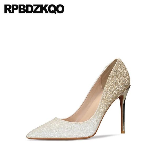 

dress shoes ultra slip on gold party high heels scarpin women super big size pointed toe white 8cm pumps  42 glitter extreme, Black