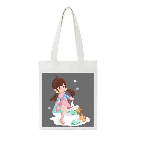 

shopping bags sccfmm cartoon printing college class women girls simple large capacity storage handbag environmental bag