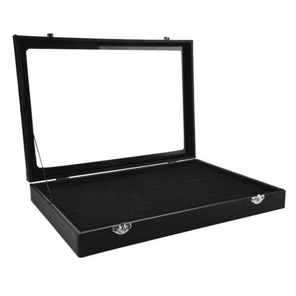 

jewelry pouches, bags 100 slots ring storage box, display tray (glass cover), Pink;blue
