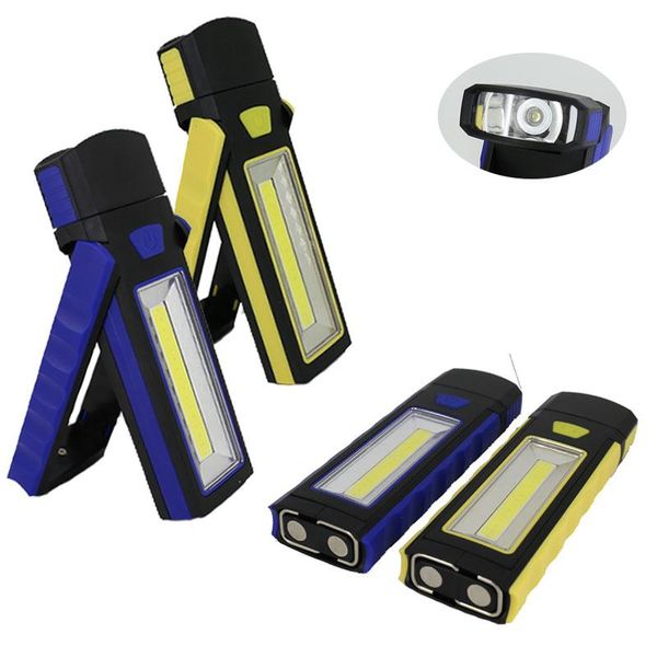 

portable cob led work light inspection lamp magnetic torch folding hook hand tool for garage outdoors camping sport flashlights t torches