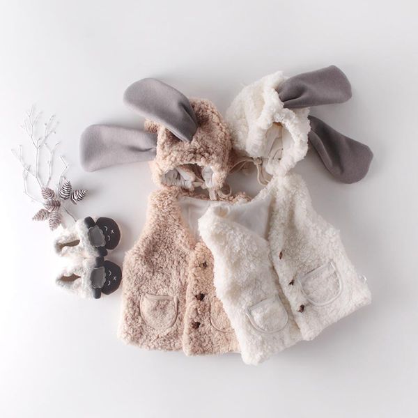 

baby girl boy winter clothes fur vest sweet solid color warm 2pcs cardigan cashmere coat +hat 3 9 12 18m waistcoat, Camo