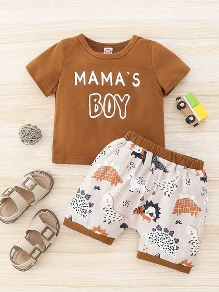 Baby-Brief-Grafik-T-Shirt-Dinosaurier-Drucken Shorts sie