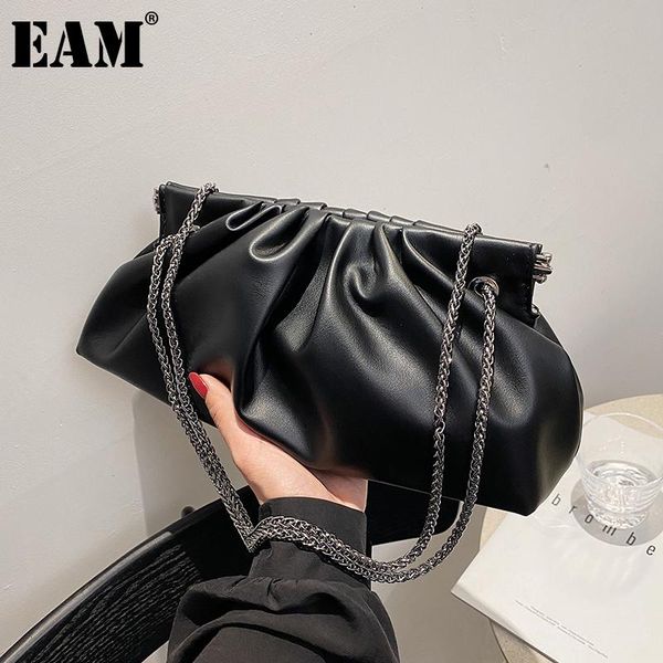 

evening bags [eam] women elegant quality chains pu leather flap personality all-match crossbody shoulder bag fashion tide 2021 18a3180