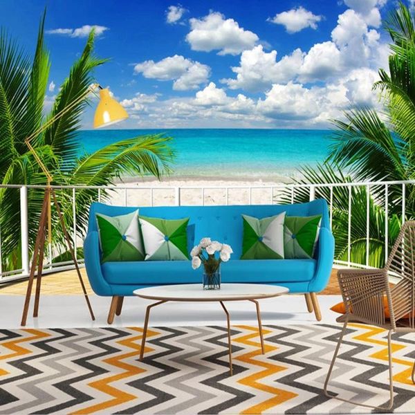 

wallpapers dropship po wallpaper 3d sea view balcony nature mural bedroom theme el backdrop wall covering papers