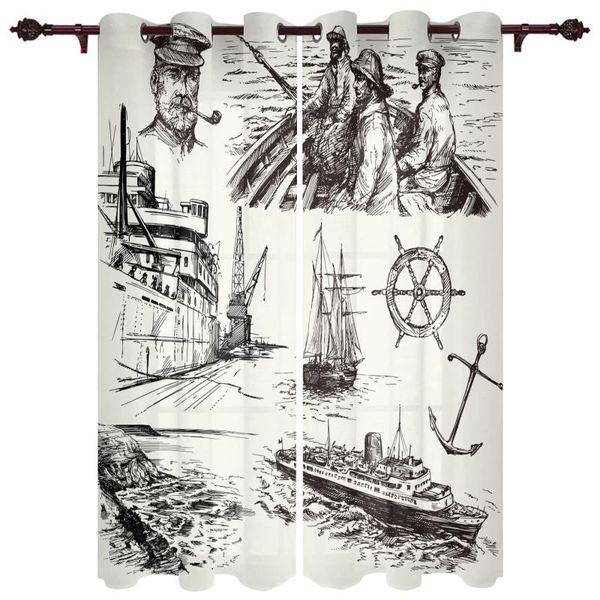 

ship simple nautical window curtains home decor bedroom kichen draperies for living room christmas curtain & drapes