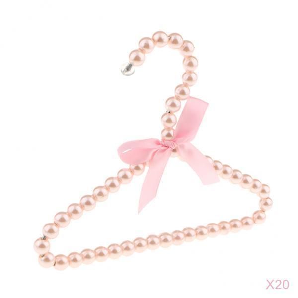 

hangers & racks pearl beaded clothes hanger coat dress pants hook holder, pink, set of 20