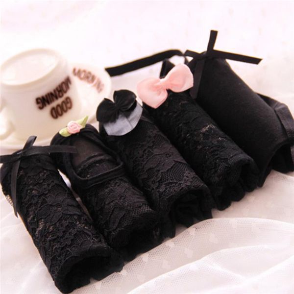 

socks & hosiery arrived girl panties underwear lace briefs cotton lingerie soft comfortable bowknot cartoon panty wholesale 1112-4, Black;white