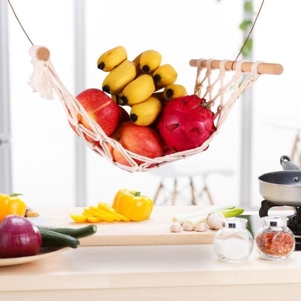 

storage baskets cotton woven hanging fruit hammock macrame under cabinet vegetable holder with hook kitchen space saver for boat home rv