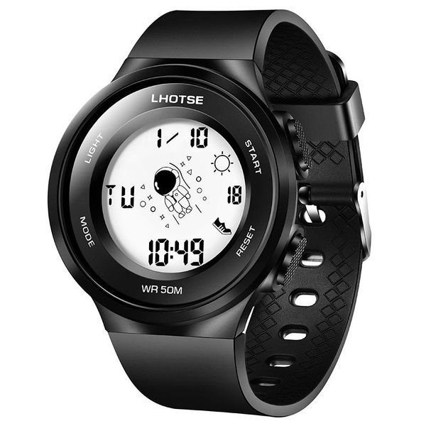 

wristwatches 2021 teenage student men's digital electronic watch black silicone astronaut luminous calendar date waterproof, Slivery;brown