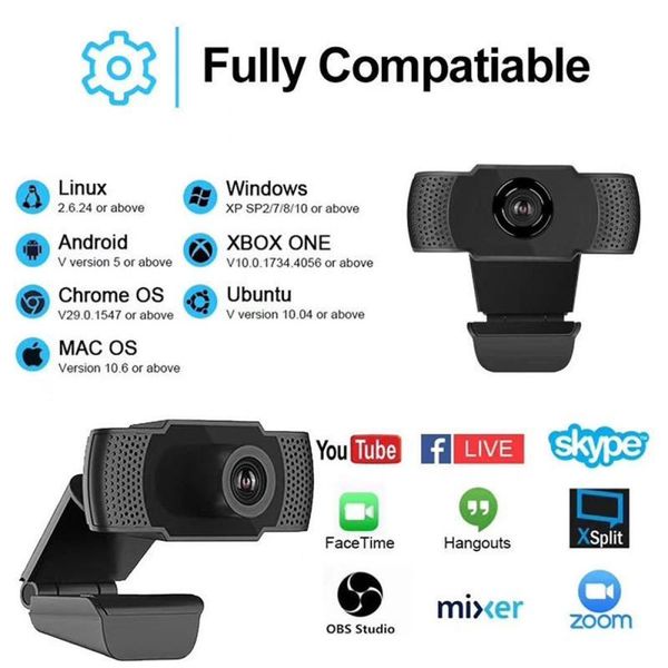 

2.0 1080p/720p/480p webcam rotatable adjust manual focus web camera with microphone for pc computer lapdeskwebcams