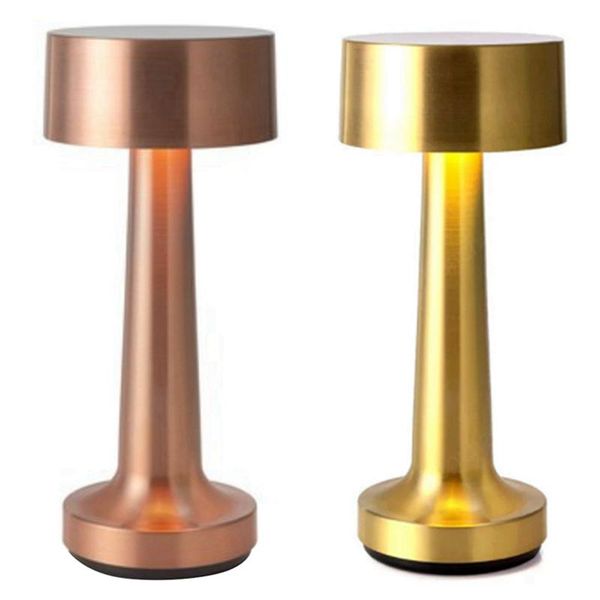 

table lamps 2x bar portable led night lights chargeable bedroom bedside lamp restaurant light golden/rose gold eu plug
