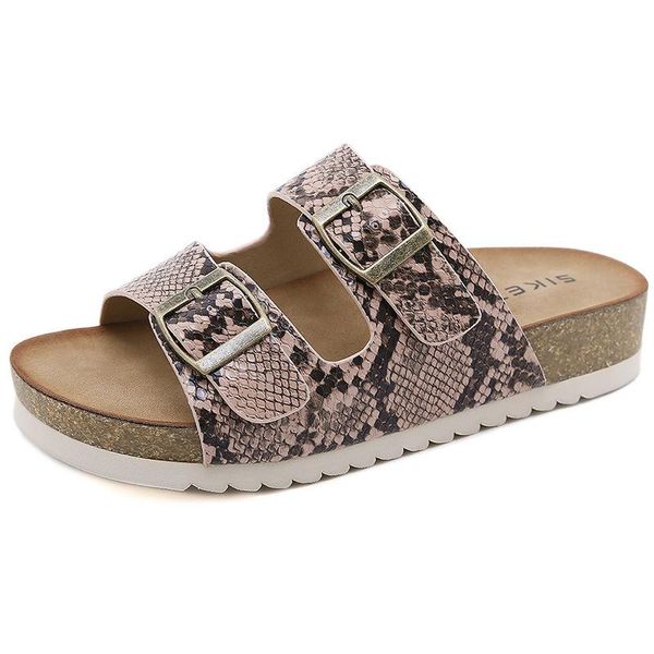 

slippers cevabule fashion snake print comfortable women's shoes outer wear non-slip mother casual open toe beach ysk, Black