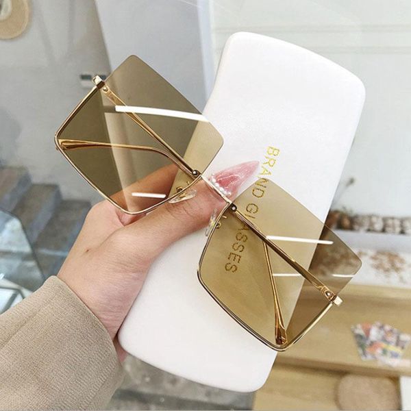 

sunglasses 2021 semi-rimless women fashion square sun glasses for metal half frame oversize eyewear uv400, White;black