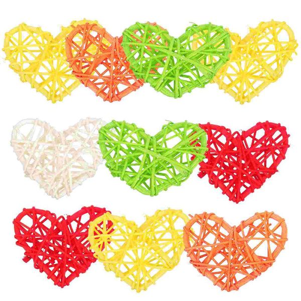 

party decoration 10pcs heart shaped rattan pendant hanging decor chic random color