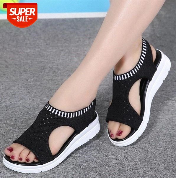 

Women Sandals Summer New Fashion Big Size Platform Shoes Breathable Mesh Elastic Band Ladies #6f6t, Black