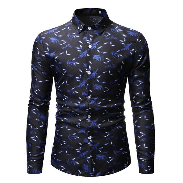 

boutique fashion shirt 2021 men's printed lapel long sleeve, White;black