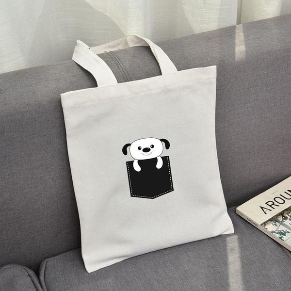 

shopping bags creative couples tote bag women casual canvas cute shoulder harajuku foldable kpop letter print simple