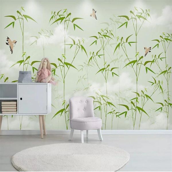 

milofi custom 3d wallpaper mural bamboo flowers and birds ink living room bedroom background wall decoration painting wal wallpapers