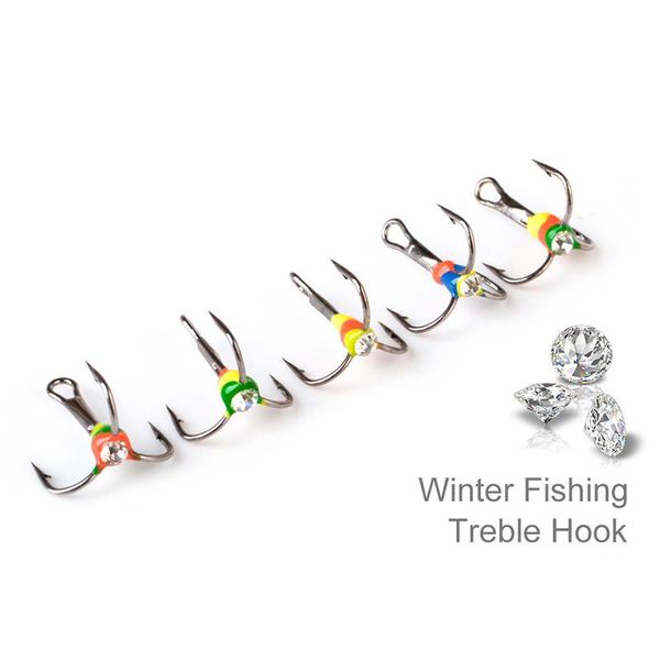 

5pcs high carbon steel fishing hooks treble barbed winter ices tackle cmg786