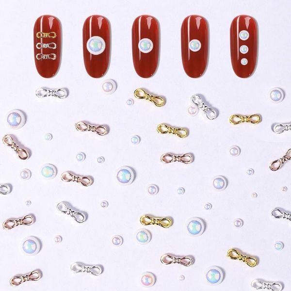 

half round imitation pearls white ab 3d nail art glitter decorations design diy jewelry beads flat back pearl cabochons1, Silver;gold