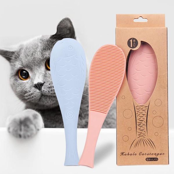

dog toys & chews simulated cat tongue comb portable soft real touch hair care tools simulation brush massage pet grooming supplies