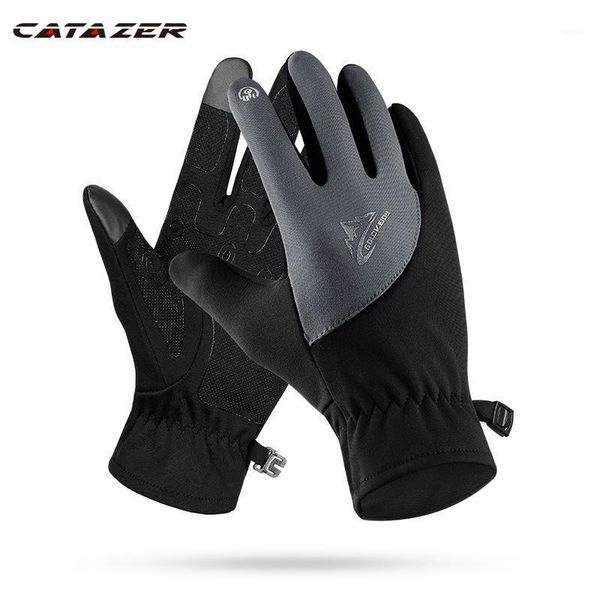 

winter waterproof fishing glove outdoor sports finger protector guantes de caza gloves for men cycling1, Black