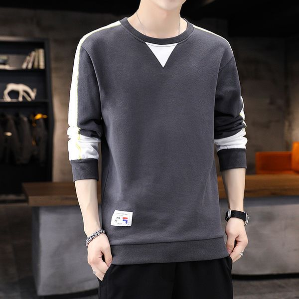 

men's 2021 spring and autumn round ne long sve sweater men's fashion brand bottomed shirt, Black