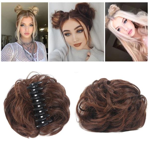 

women hair buns synthetic curly chignon ombre claw messy updo clip in hairpiece for girls styling tools clips