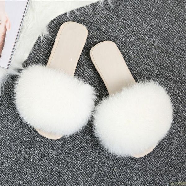 

women furry slippers ladies shoes cute plush hair fluffy sandals women's fur winter warm, Black