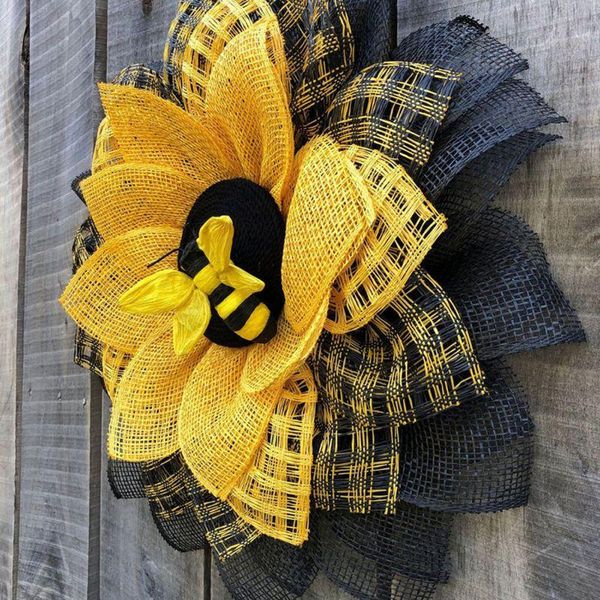 

decorative flowers & wreaths bee sunflower wreath easter ornaments spring hanging pendants simulation leaf decor world day