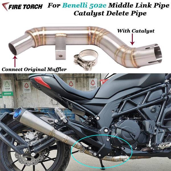 

motorcycle exhaust system for benelli 502c modified stainless steel with catalyst middle link pipe delete