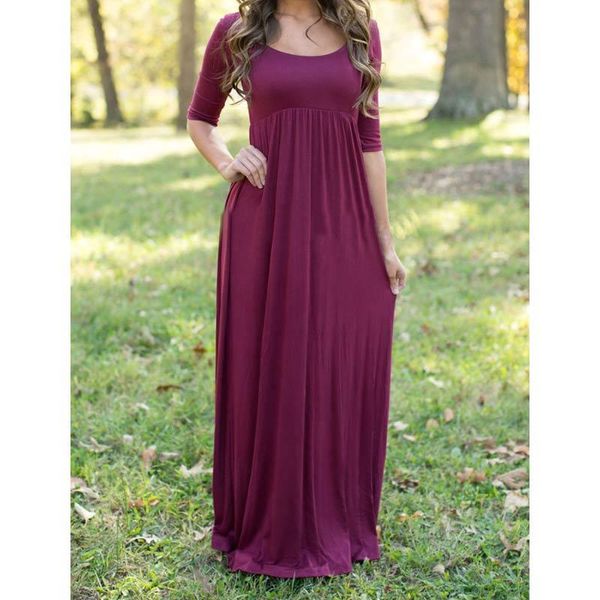 

maternity dresses gown evening pure cotton long section of red wine mopping big swing dress type, White