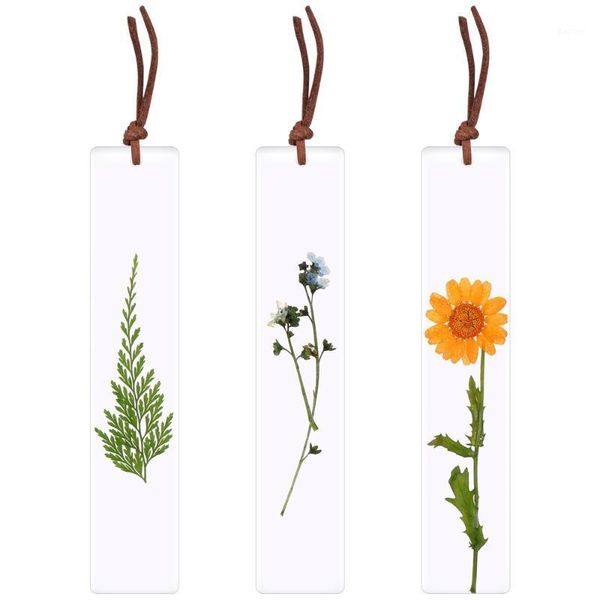 Marcador Resina Floral Artesanal Flor Secada Espécime Branco Reading Mark Kids Estudantes School School Material Markers Gift