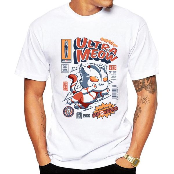 

men's t-shirts teehub short sleeve funny cat men t-shirt hipster meow printed tshirts fashion t shirts cool essential tee, White;black