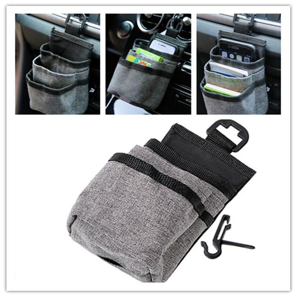 

car organizer universal pocket ventilation mobile phone bag storage small bracket oxford cloth