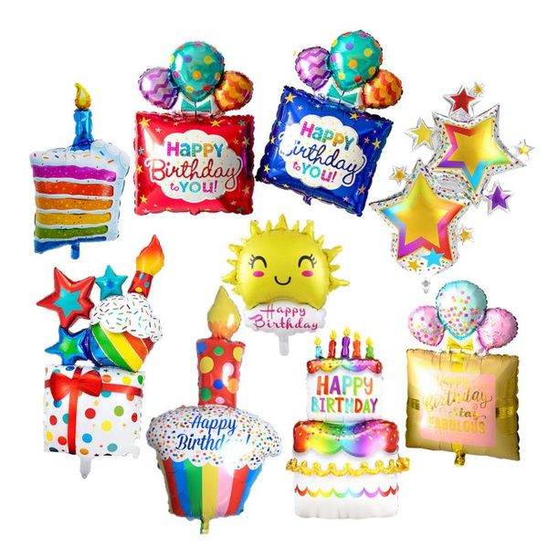 

party decoration large aluminum film balloons sun stars candle cake globos happy birthday welcome baby factory wholesale