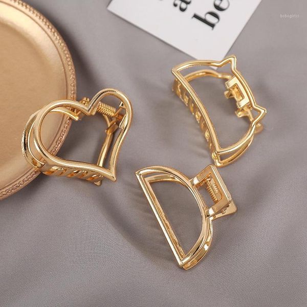

women girls geometric hair claw clamps crab heart shape clip solid color accessories hairpin1